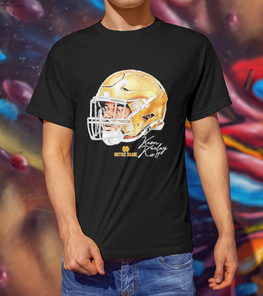 Keon Keeley 11 Notre Dame Football Helmet Swag T-Shirt