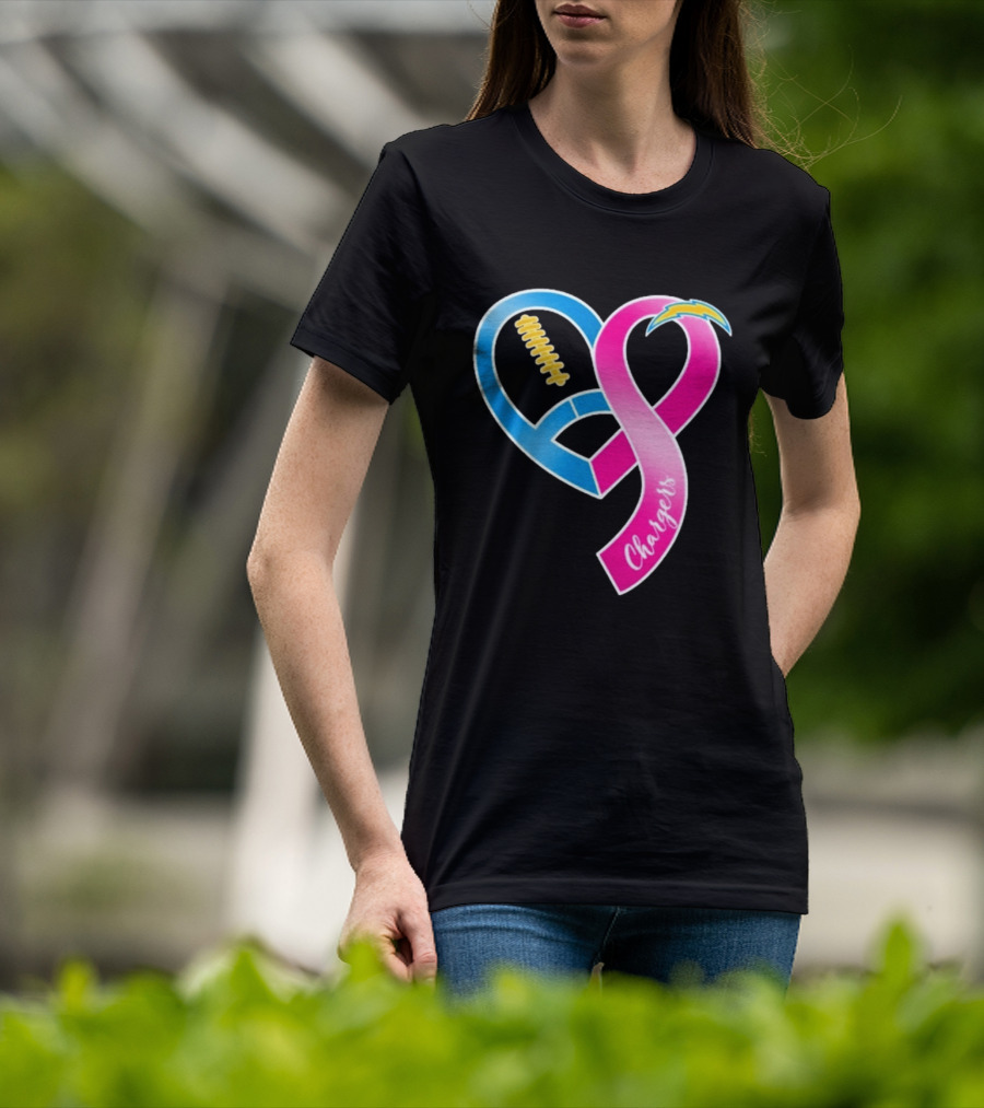 Los Angeles Chargers Breast Cancer Awareness Heart Ribbon 2026 T-Shirt