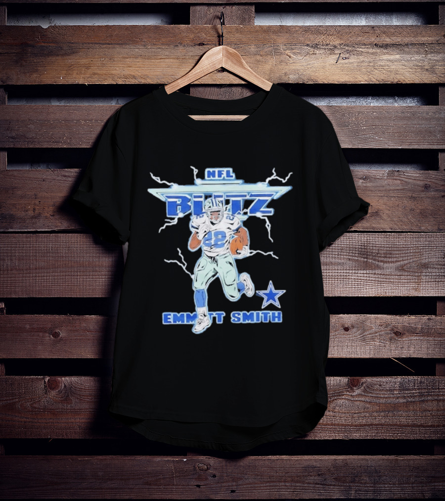 NFL Blitz Emmitt Smith Dallas Cowboys Lightning Star T-Shirt