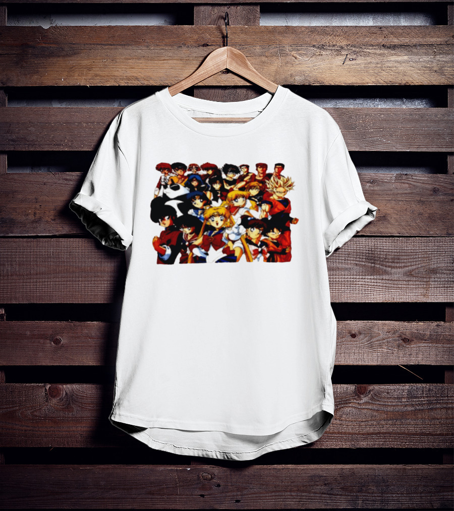 Anime Collage 9 Cartoon Sailor Moon Dragon Ball Z Characters T-Shirt
