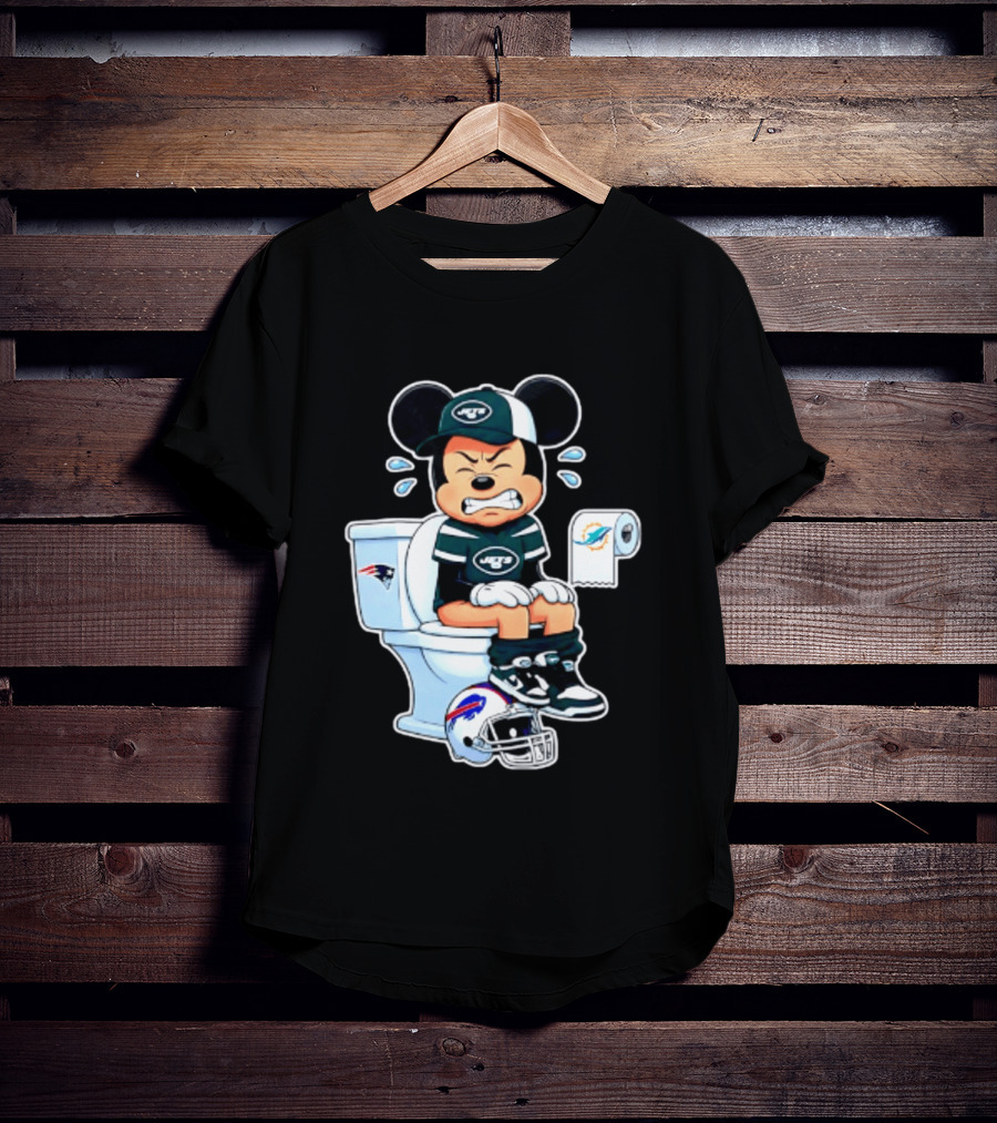 Mickey Jets Toilet Frustration Patriots Dolphins Bills Rivalry T-Shirt