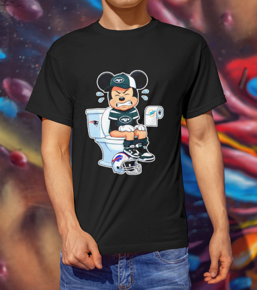 Mickey Jets Toilet Frustration Patriots Dolphins Bills Rivalry T-Shirt
