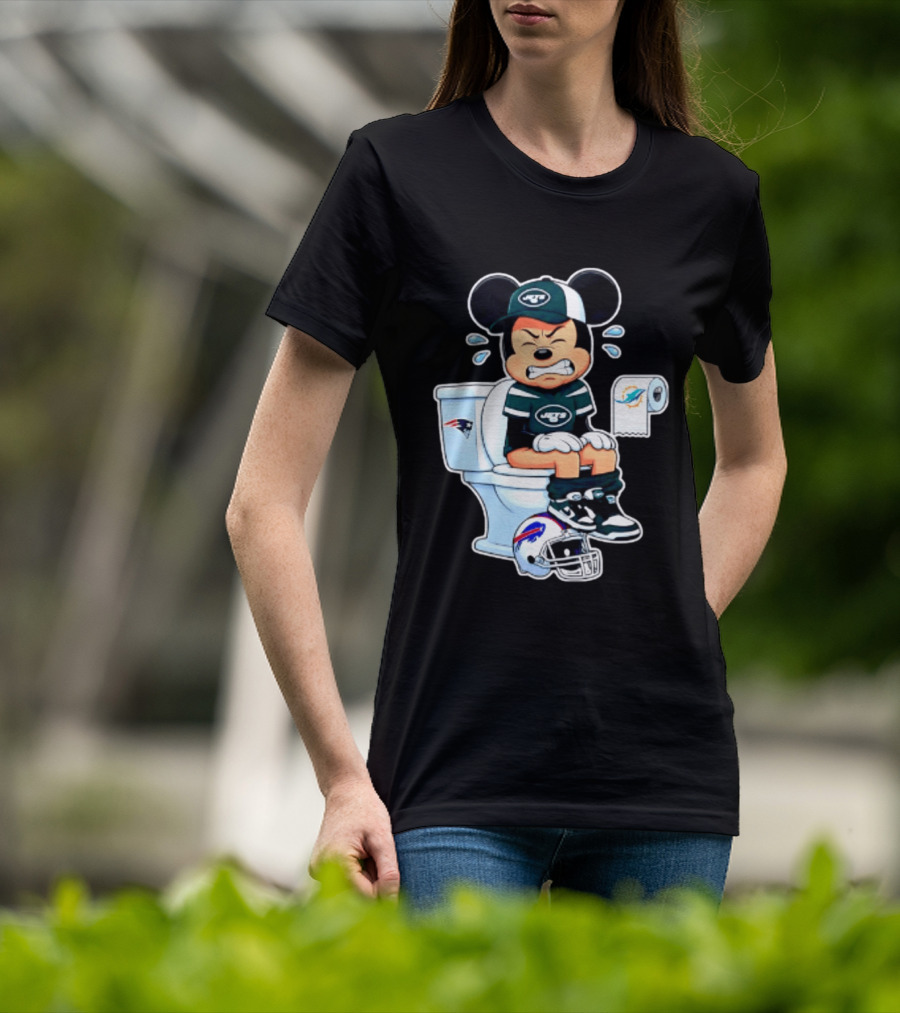 Mickey Jets Toilet Frustration Patriots Dolphins Bills Rivalry T-Shirt