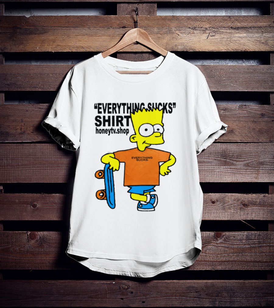 Bart Simpson Everything Sucks Skateboard Homage The Simpsons T-Shirt