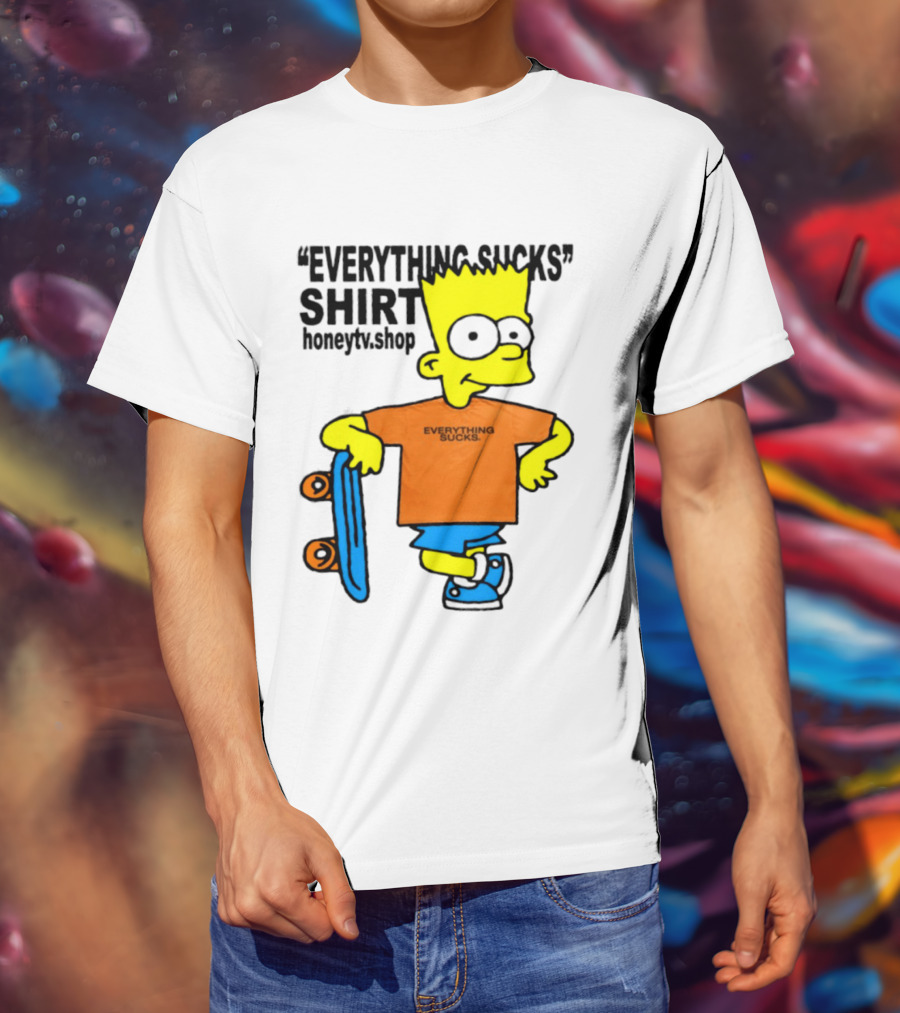 Bart Simpson Everything Sucks Skateboard Homage The Simpsons T-Shirt