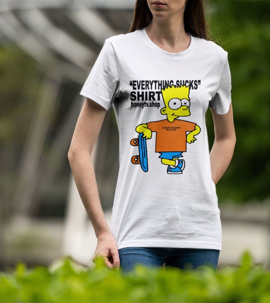 Bart Simpson Everything Sucks Skateboard Homage The Simpsons T-Shirt