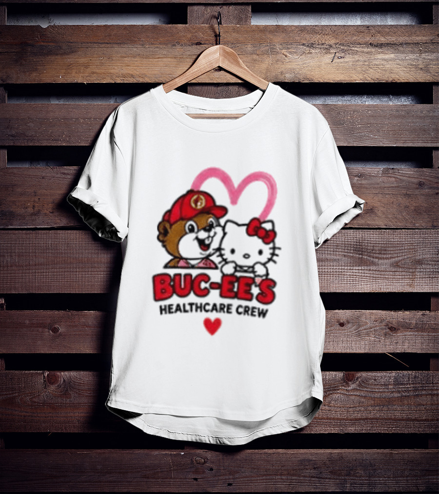 Buc Ee's Hello Kitty Caring Hearts Healthcare Crew T-Shirt