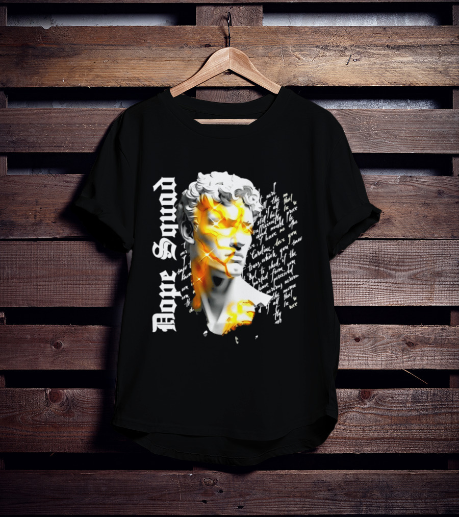 Dope Squad Greek Statue Golden Cracks Text Overlay T-Shirt