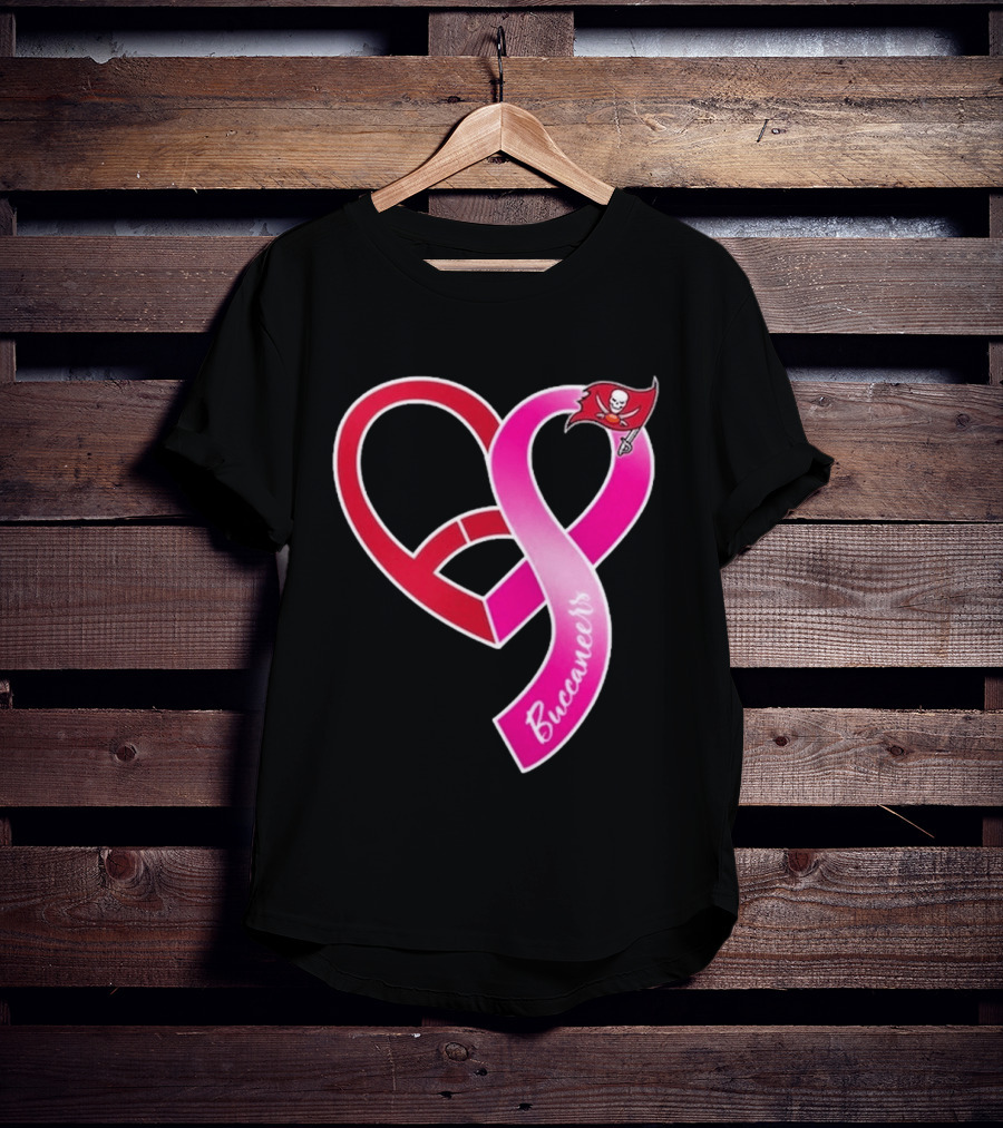 Tampa Bay Buccaneers Heart Ribbon Breast Cancer Awareness 2026 Flag T-Shirt