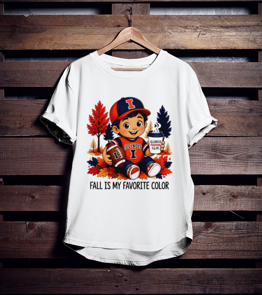 Illinois Fighting Illini Fall Is My Favorite Color Football Kid T-Shirt