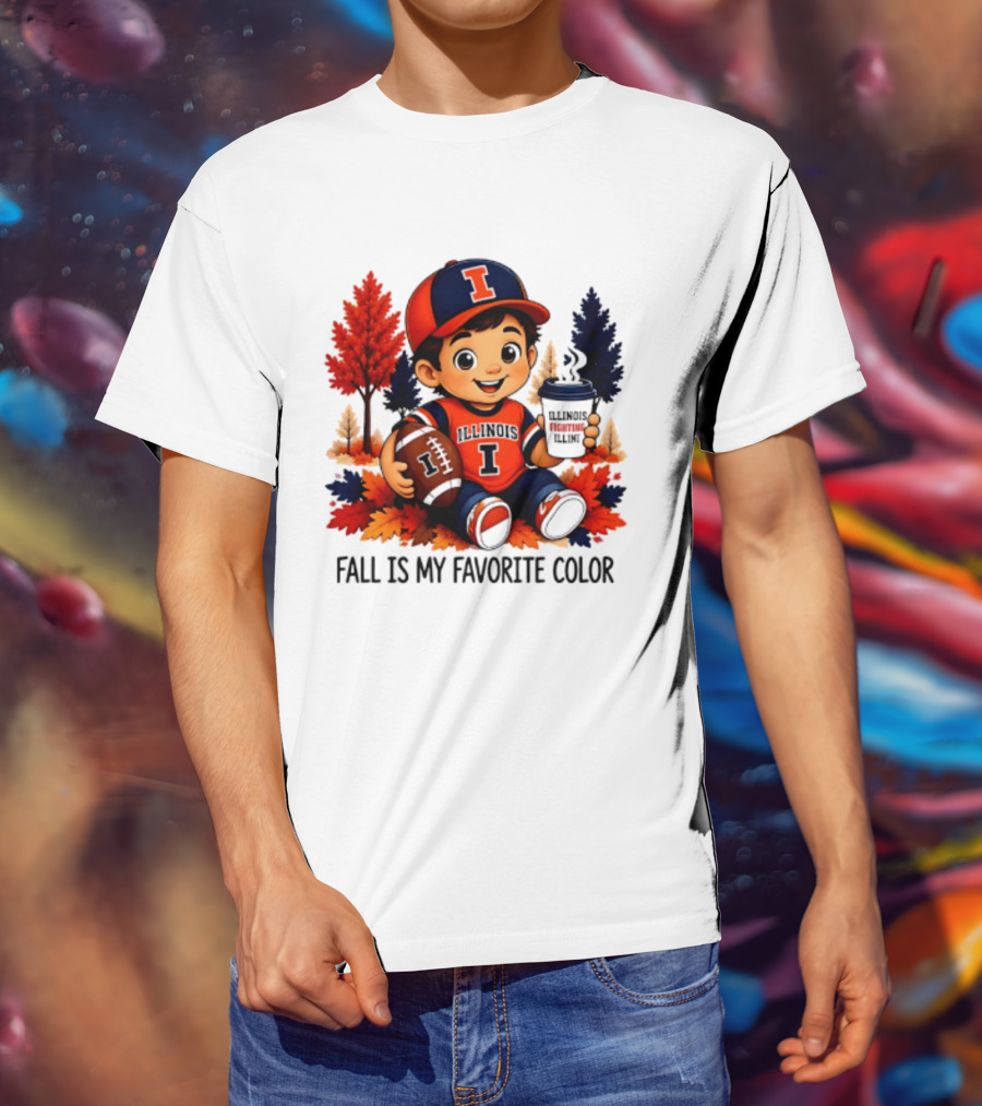 Illinois Fighting Illini Fall Is My Favorite Color Football Kid T-Shirt