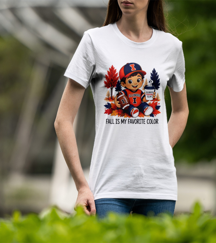 Illinois Fighting Illini Fall Is My Favorite Color Football Kid T-Shirt