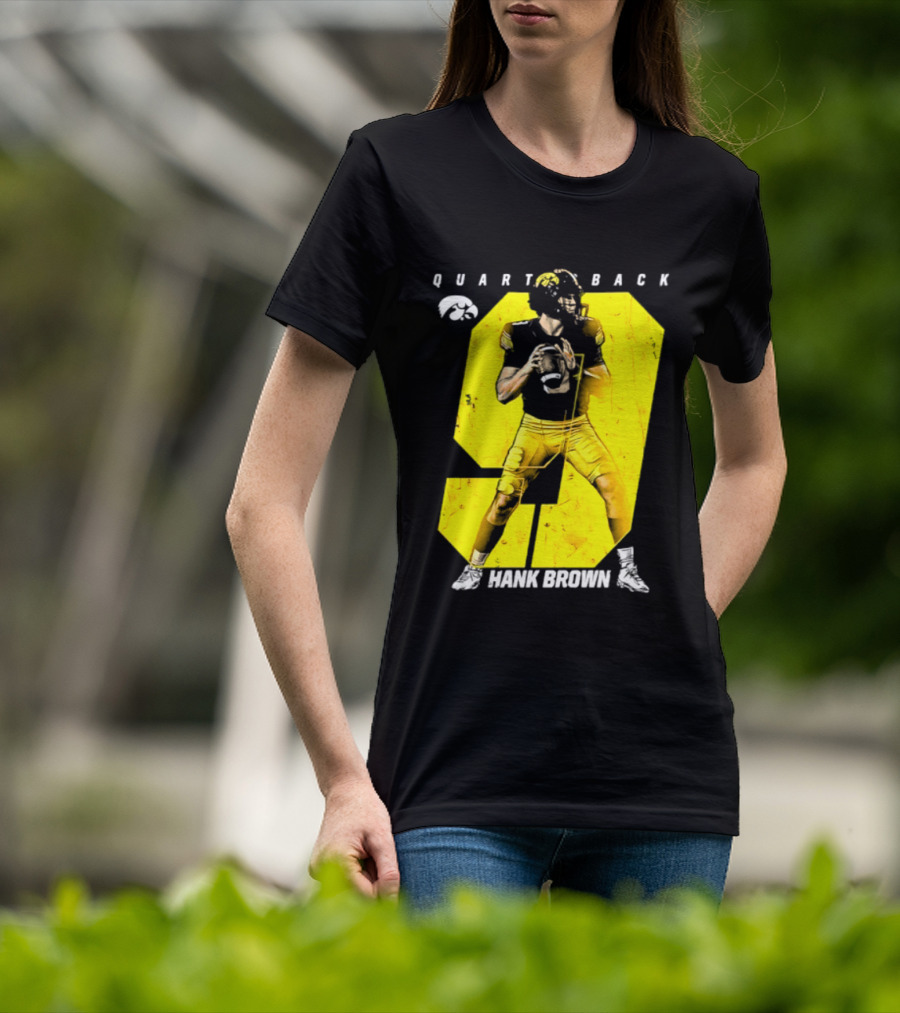 Hank Brown 9 Iowa Hawkeyes NCAA Football Quarterback Player Number T-Shirt