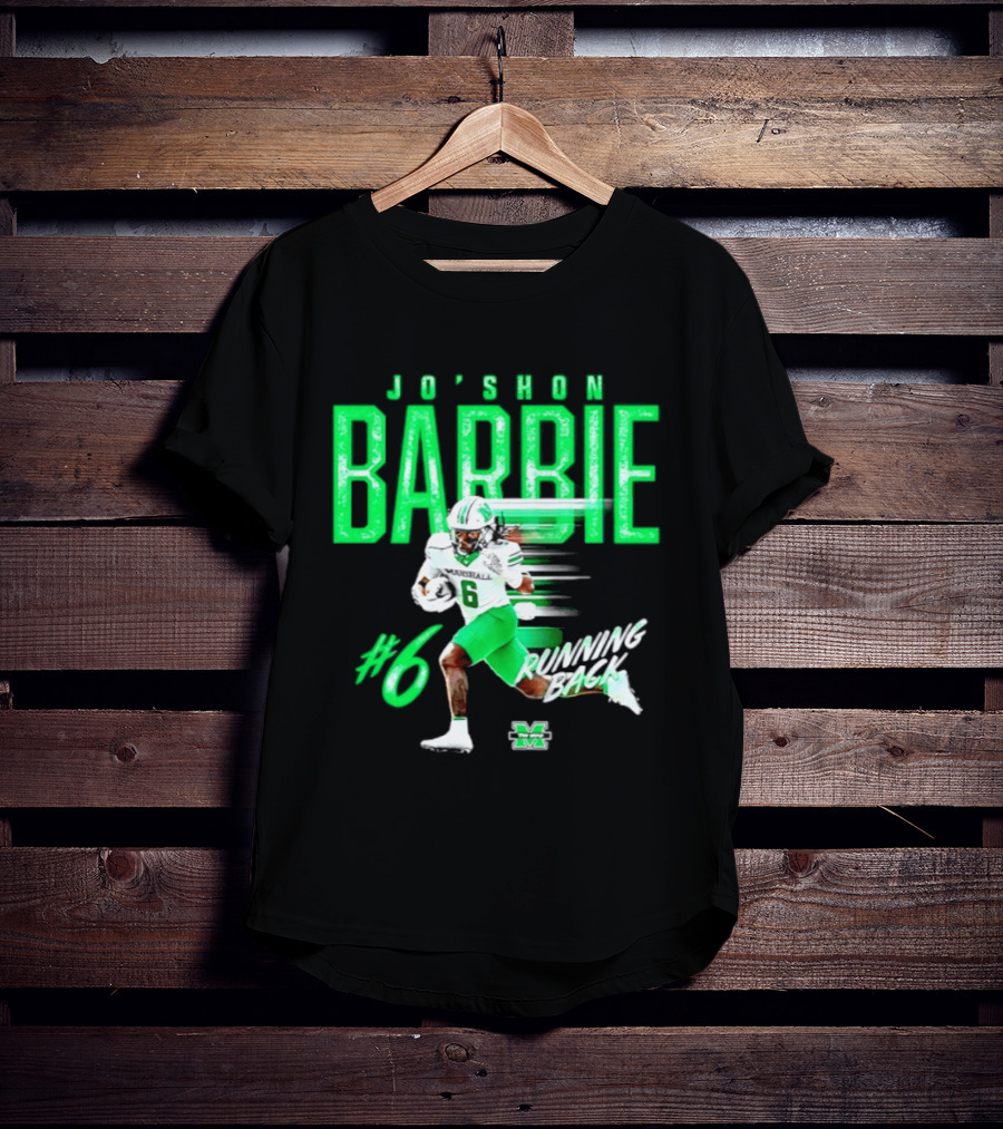Jo'shon Barbie 6 Marshall Thundering Herd Running Back NCAA Football Player T-Shirt