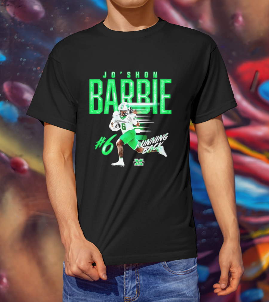 Jo'shon Barbie 6 Marshall Thundering Herd Running Back NCAA Football Player T-Shirt