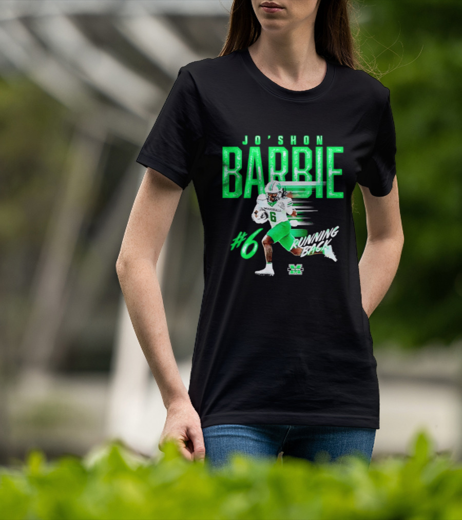 Jo'shon Barbie 6 Marshall Thundering Herd Running Back NCAA Football Player T-Shirt