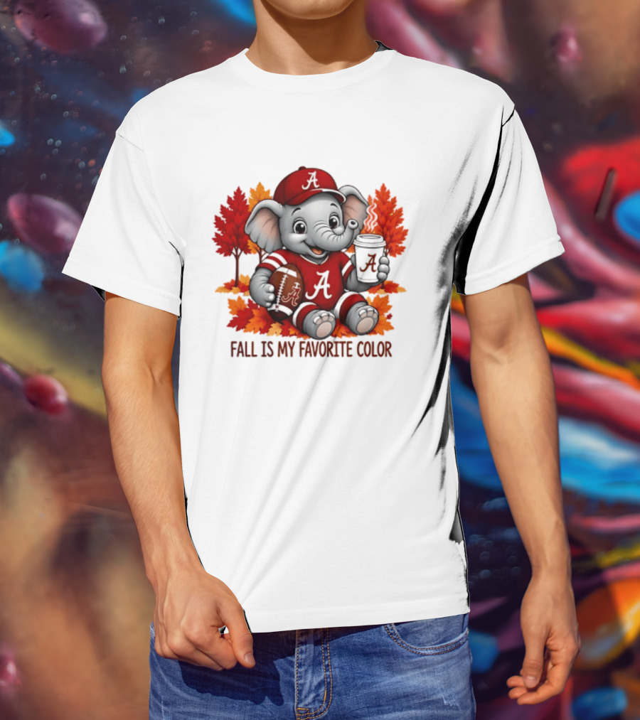Alabama Crimson Tide Elephant Fall Is My Favorite Color Football Leaves T-Shirt