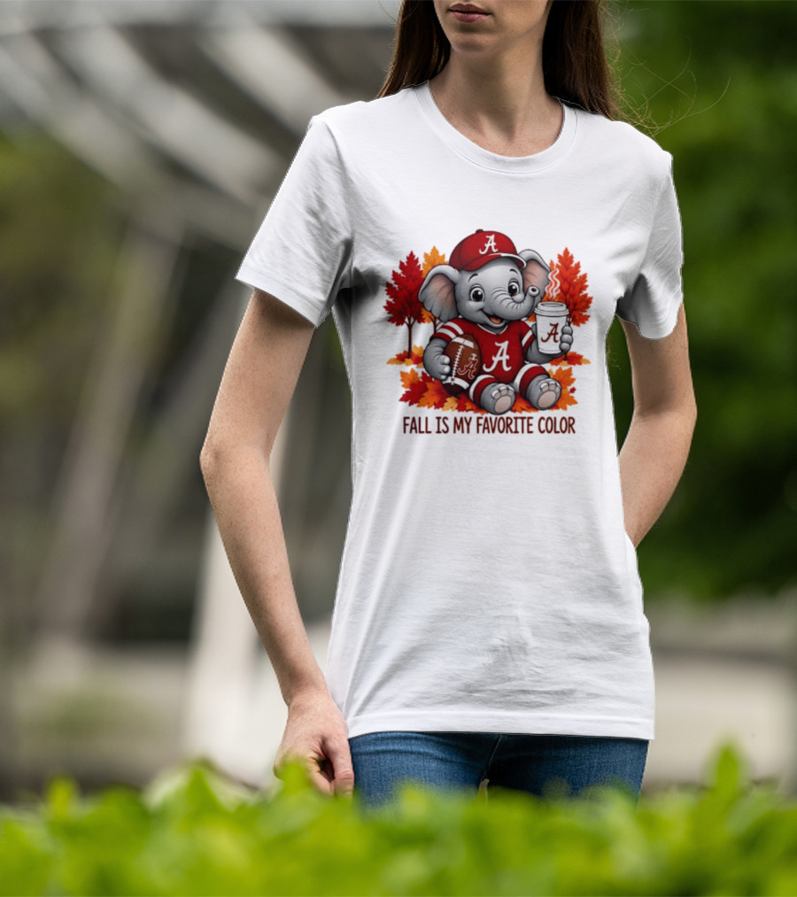 Alabama Crimson Tide Elephant Fall Is My Favorite Color Football Leaves T-Shirt