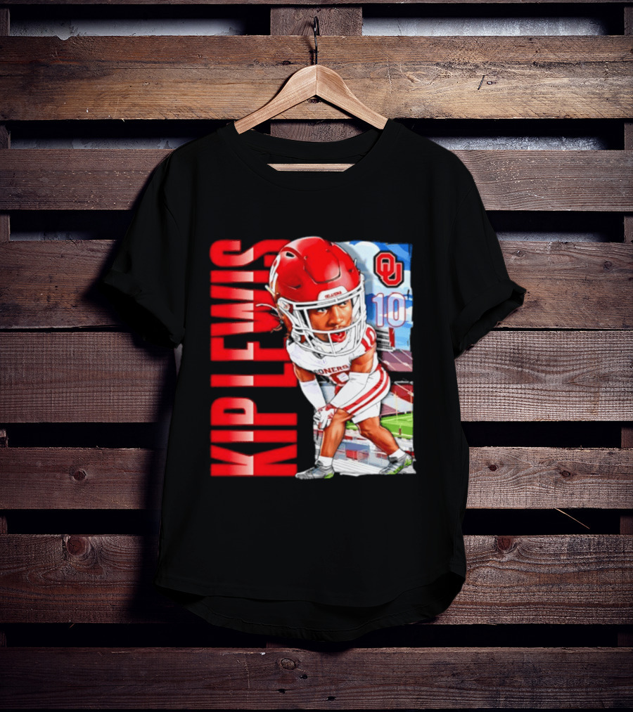 Kip Lewis 10 Oklahoma Sooners NCAA Football Player Caricature T-Shirt
