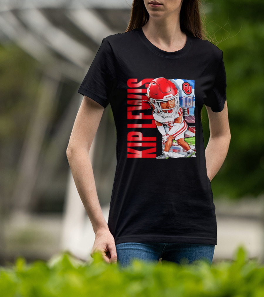 Kip Lewis 10 Oklahoma Sooners NCAA Football Player Caricature T-Shirt