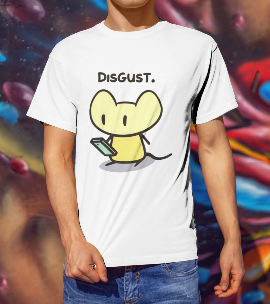 Disgust Mouse With Phone Vintage Humor T-Shirt