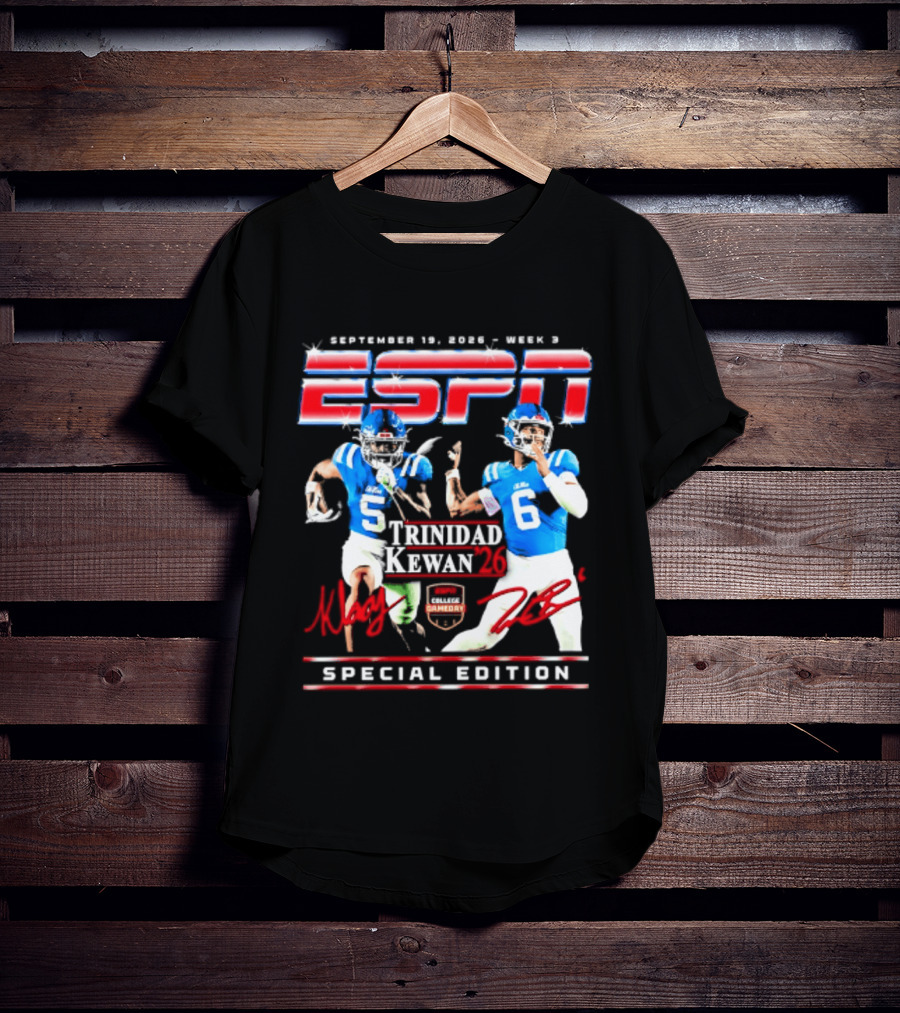 September 16 2023 ESPN Week 3 Trinidad Kewan Ole Miss Special Edition T-Shirt
