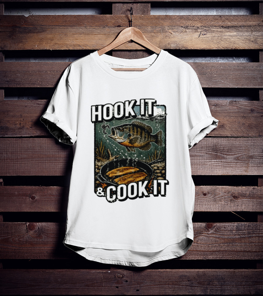 Hook It And Cook It Fishing Panfish Cast Iron Skillet T-Shirt