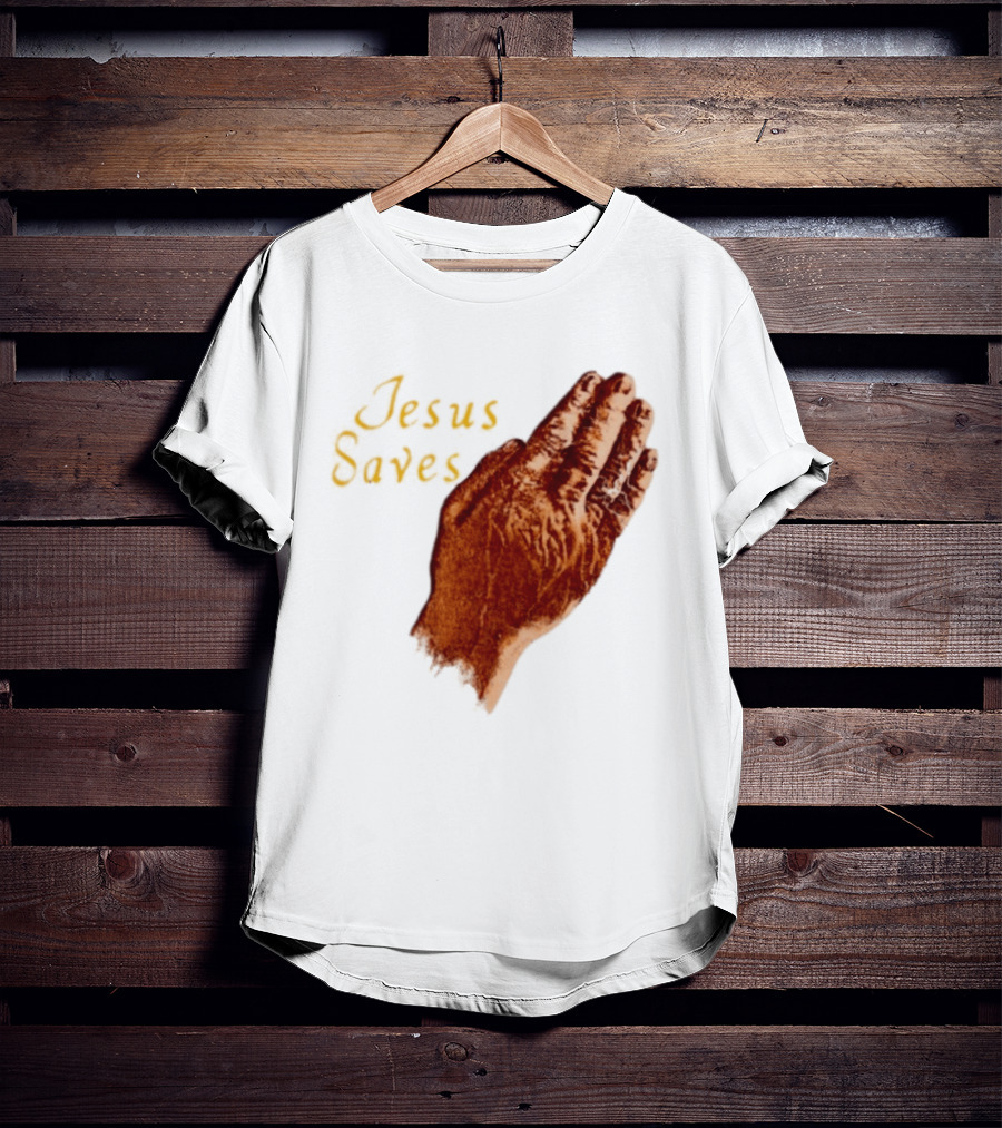 Jesus Saves Praying Hands Religious Faith Christian T-Shirt