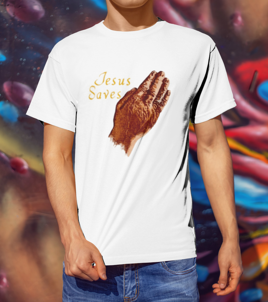 Jesus Saves Praying Hands Religious Faith Christian T-Shirt