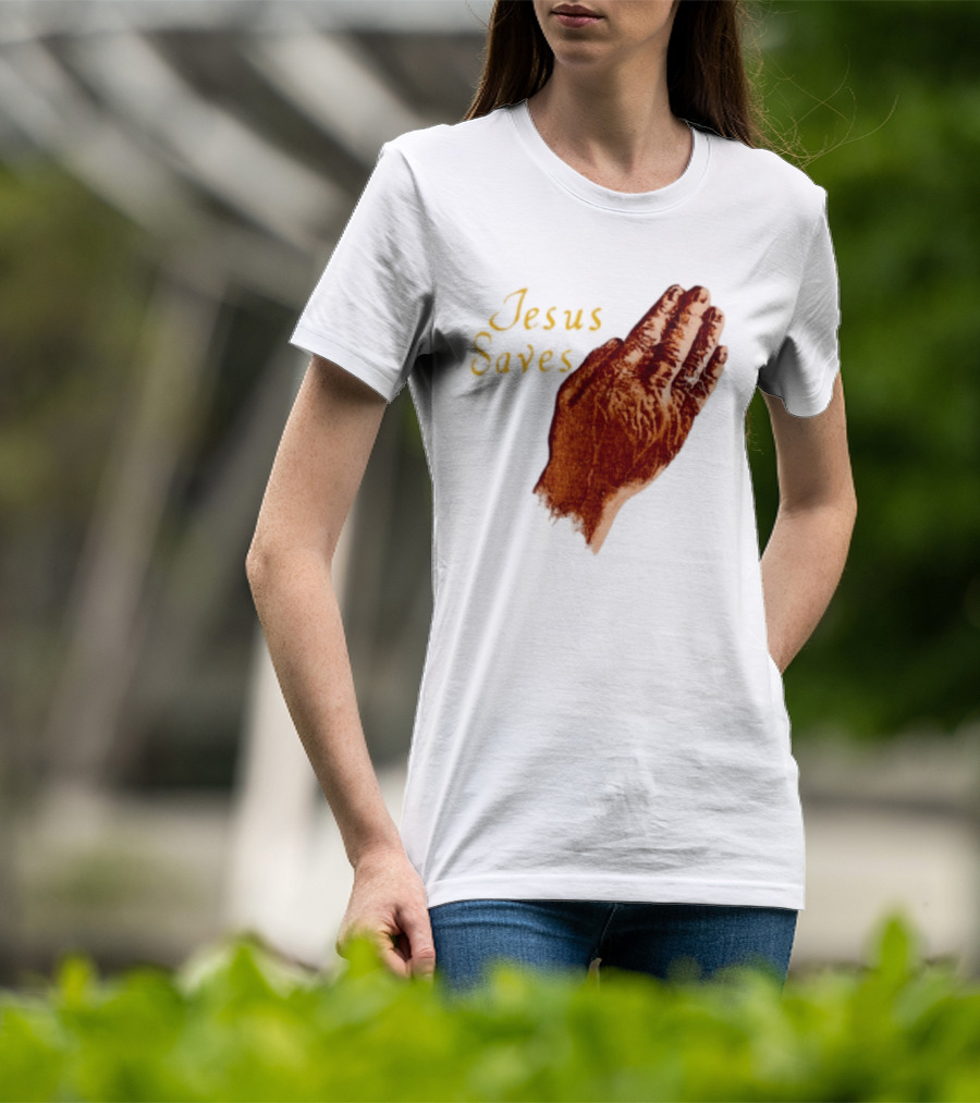 Jesus Saves Praying Hands Religious Faith Christian T-Shirt