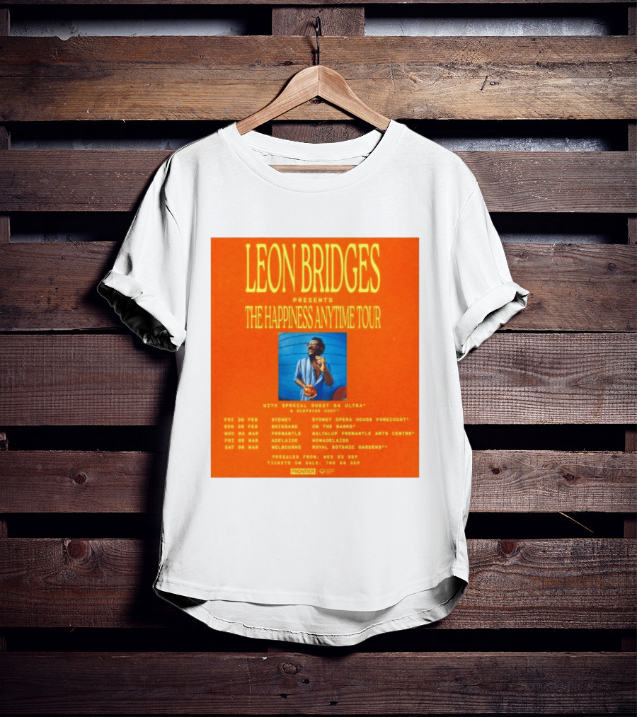 Leon Bridges Presents The Happiness Anytime Tour 2026 With Special Guests Australia Dates T-Shirt