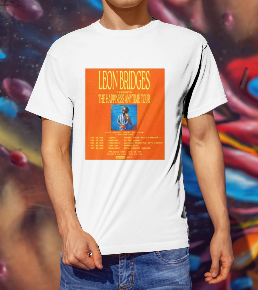 Leon Bridges Presents The Happiness Anytime Tour 2026 With Special Guests Australia Dates T-Shirt