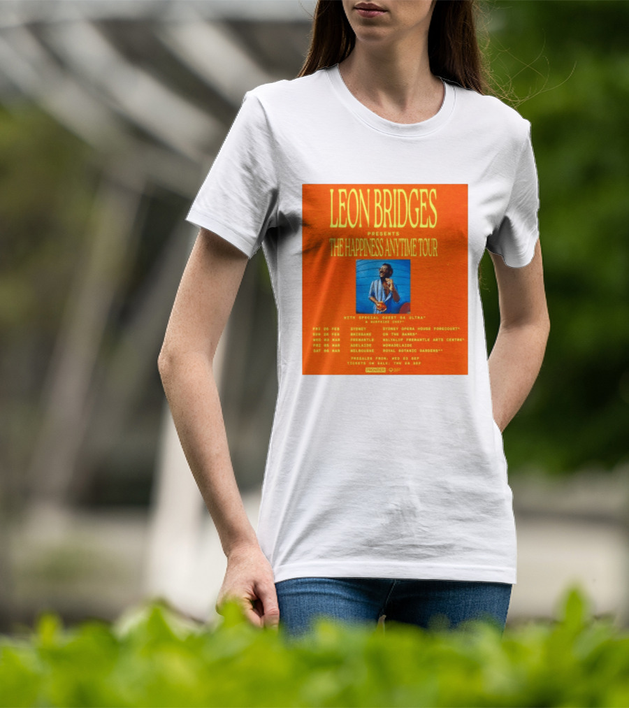 Leon Bridges Presents The Happiness Anytime Tour 2026 With Special Guests Australia Dates T-Shirt