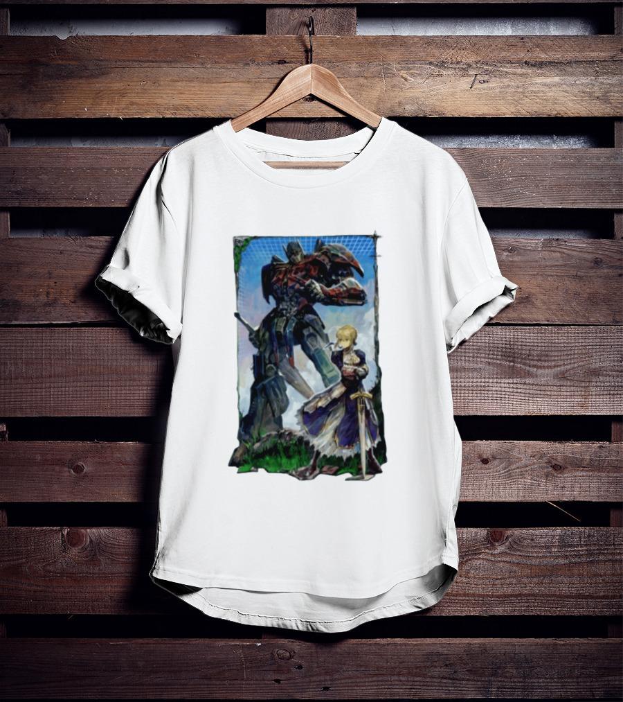Optimus Prime Transformers With Saber Fate Stay Night Anime T-Shirt