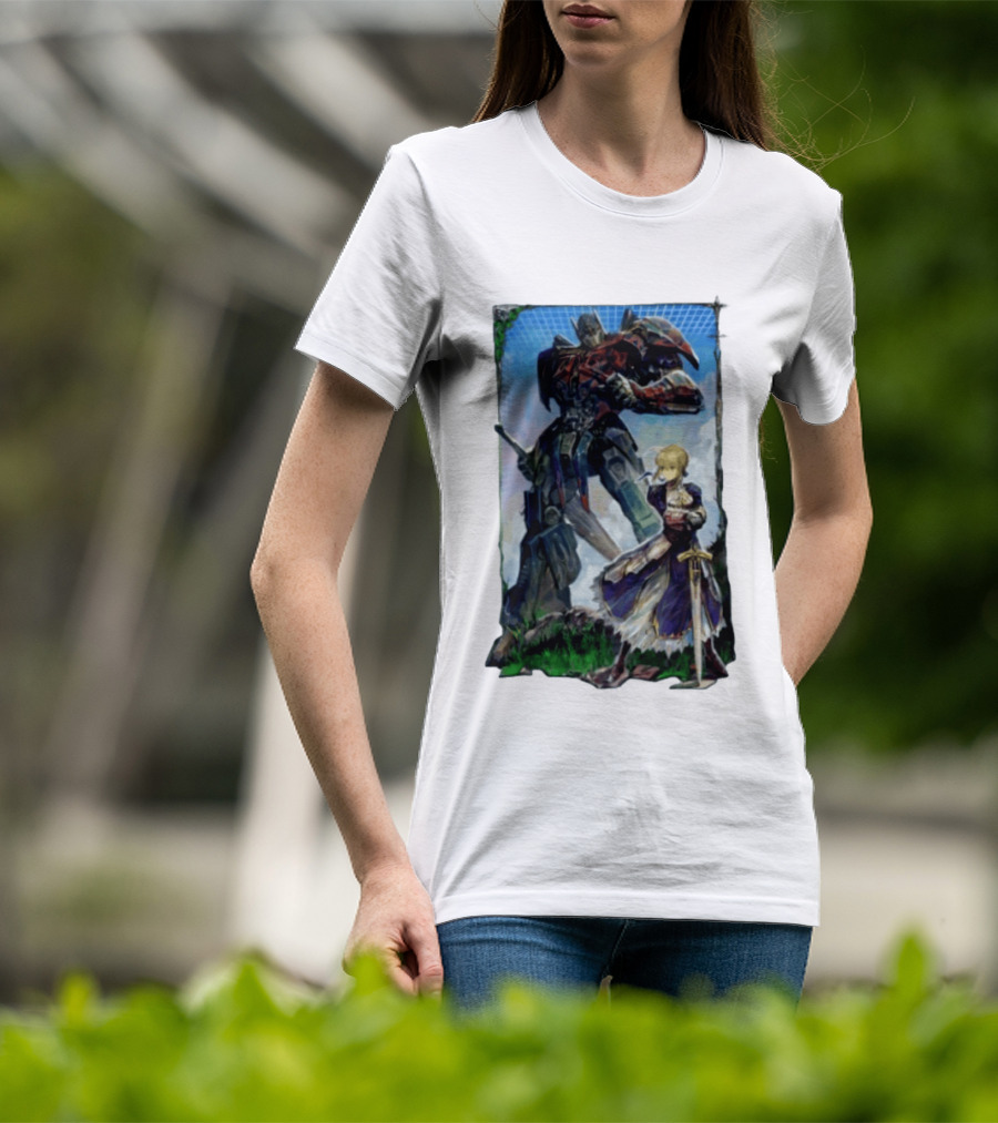 Optimus Prime Transformers With Saber Fate Stay Night Anime T-Shirt