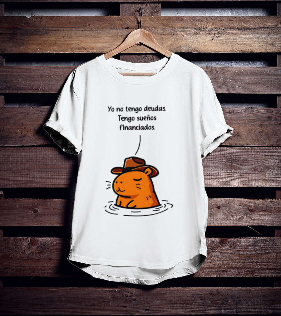 Yo No Tengo Deudas Tengo Sueños Financiados Capybara Sombrero Drawing T-Shirt