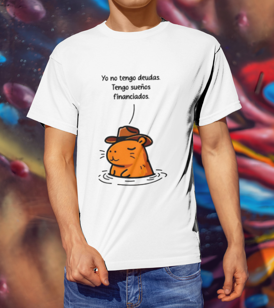 Yo No Tengo Deudas Tengo Sueños Financiados Capybara Sombrero Drawing T-Shirt