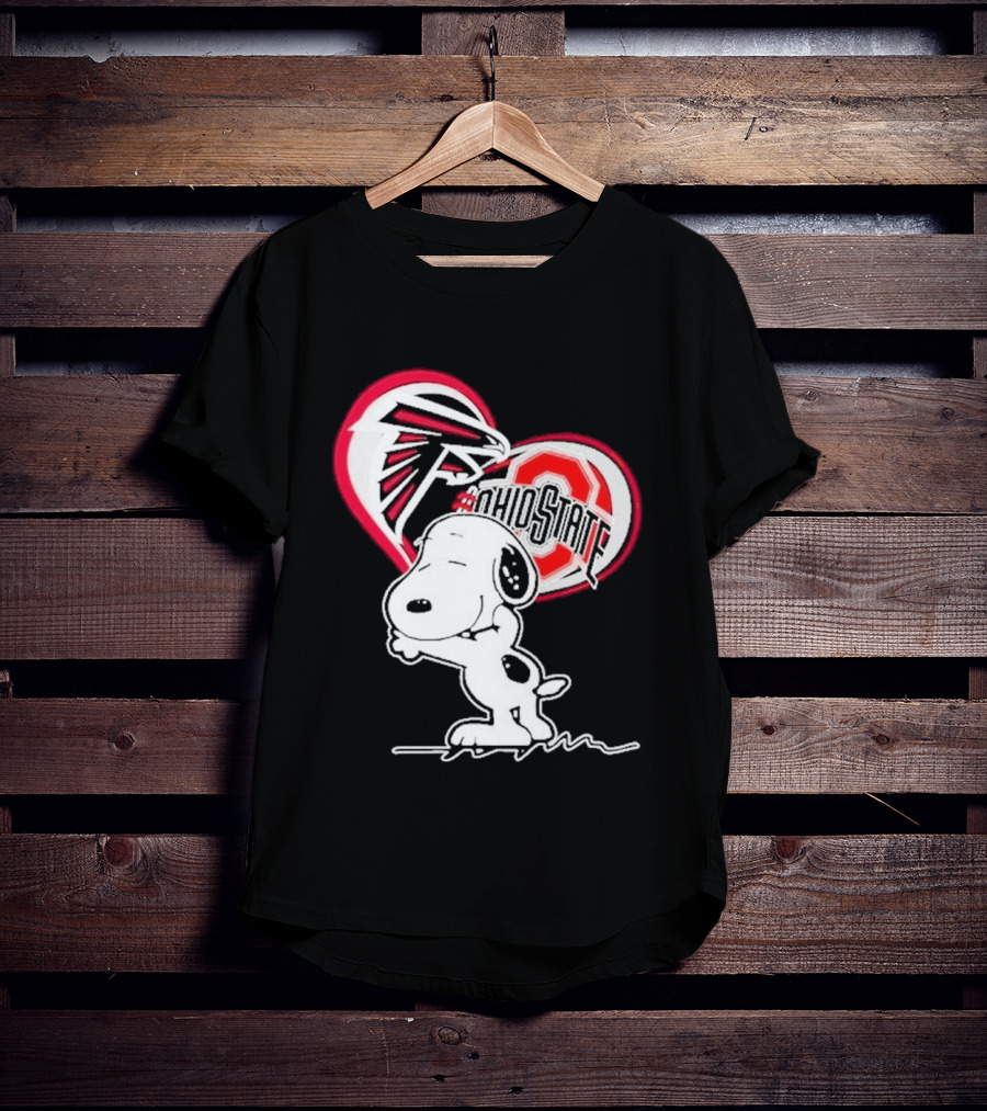 Atlanta Falcons Ohio State Buckeyes Snoopy Peanuts Heart T-Shirt