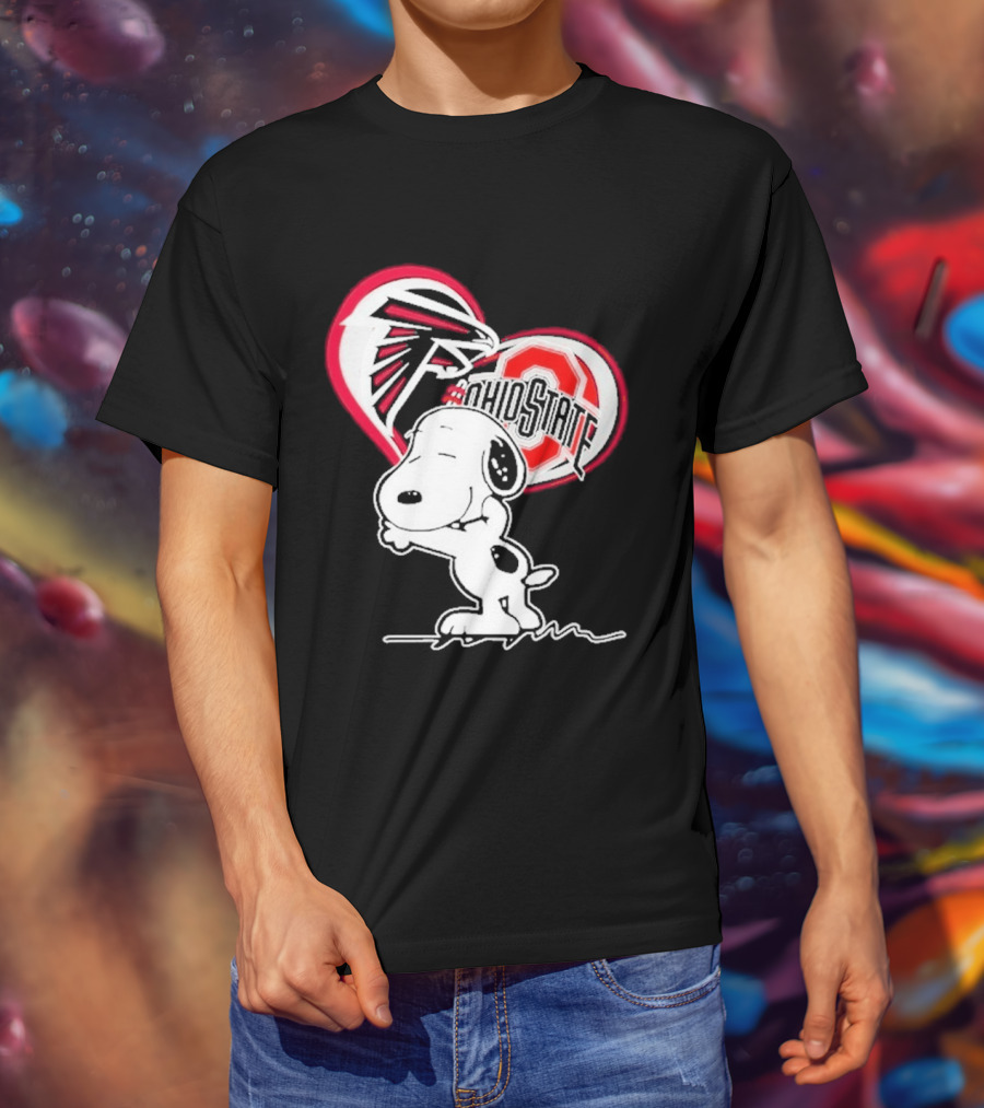 Atlanta Falcons Ohio State Buckeyes Snoopy Peanuts Heart T-Shirt