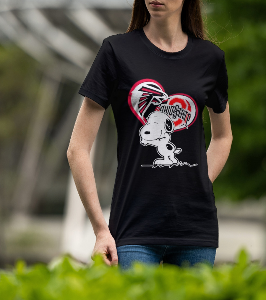 Atlanta Falcons Ohio State Buckeyes Snoopy Peanuts Heart T-Shirt