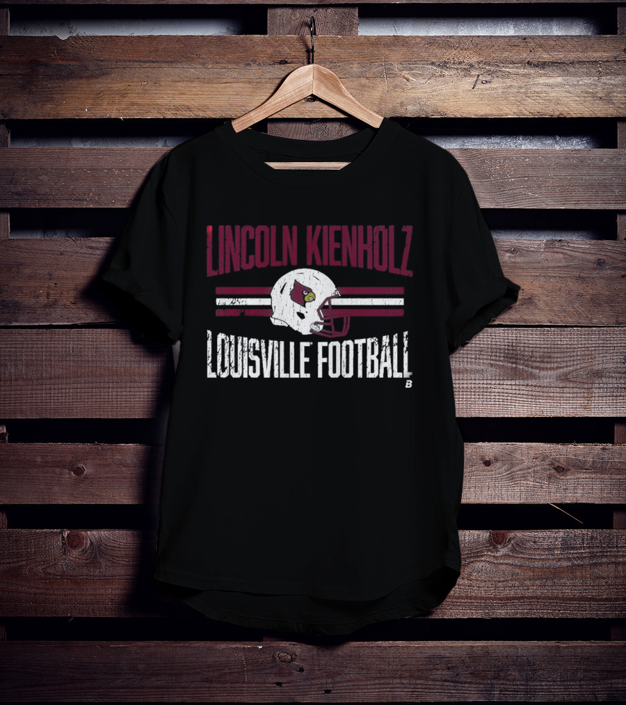Lincoln Kienholz Louisville Football Cardinal Helmet Hero T-Shirt