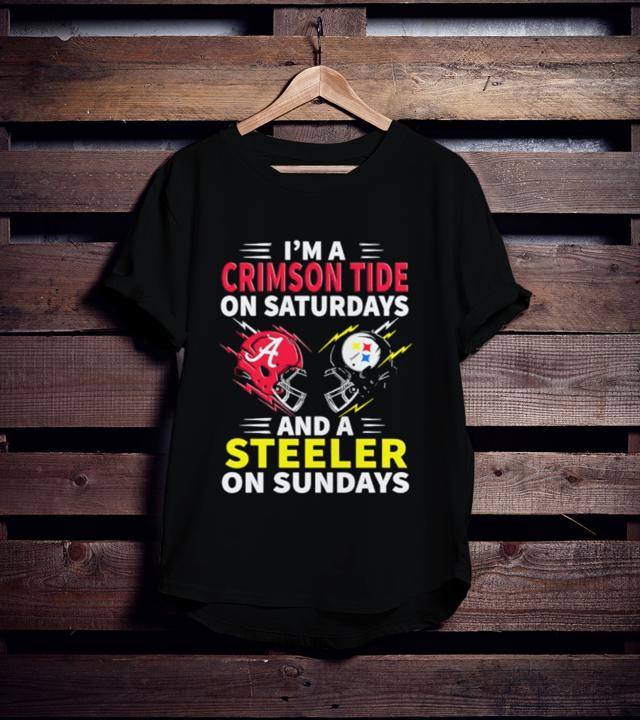 I'm A Crimson Tide On Saturdays And A Steeler On Sundays Football Helmet Fan Gear T-Shirt