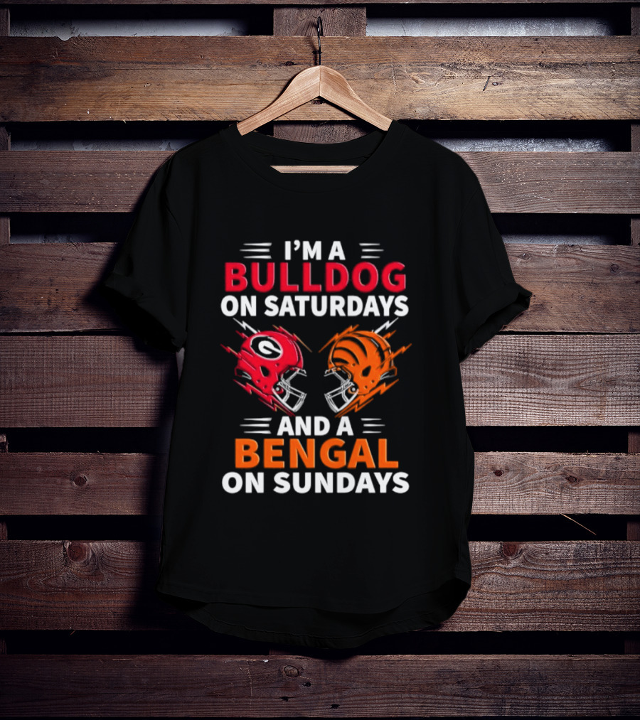 I'm A Bulldog On Saturdays And A Bengal On Sundays Football Helmets T-Shirt