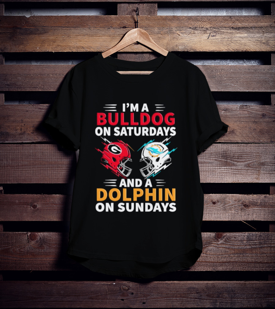 I'm A Bulldog On Saturdays And A Dolphin On Sundays Football Helmets T-Shirt