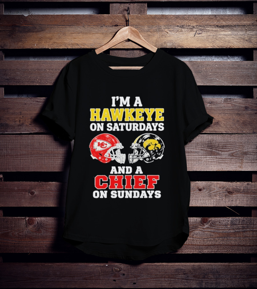 I'm A Hawkeye On Saturdays And A Chief On Sundays Helmet Head To Head T-Shirt