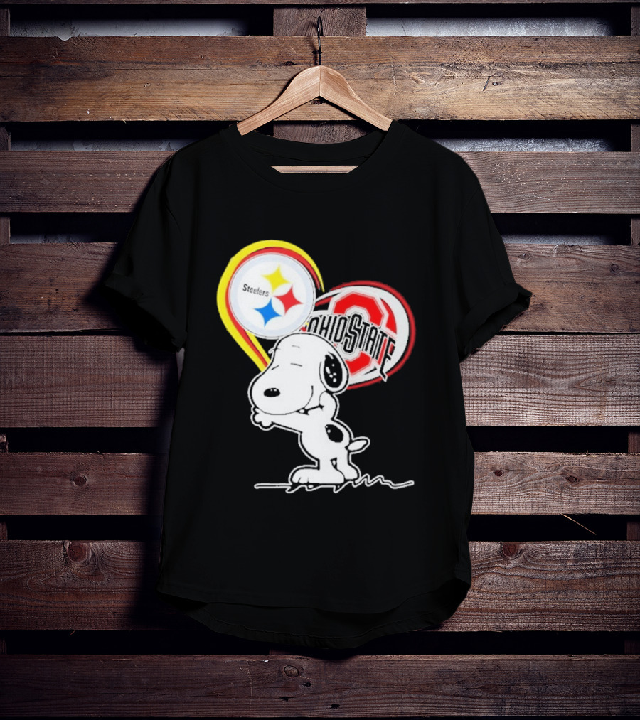 Pittsburgh Steelers Ohio State Buckeyes Snoopy Peanuts Heart T-Shirt