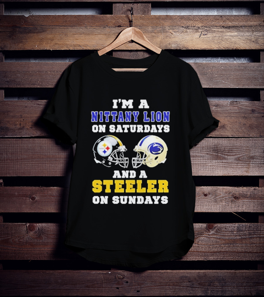 I'm A Nittany Lion On Saturdays And A Steeler On Sundays Football Helmet T-Shirt