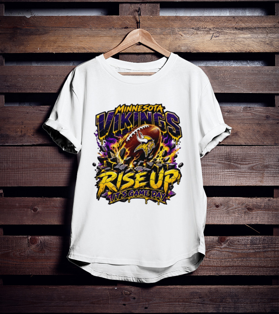Minnesota Vikings Rise Up It's Game Day Football Vivid Color Explosion T-Shirt