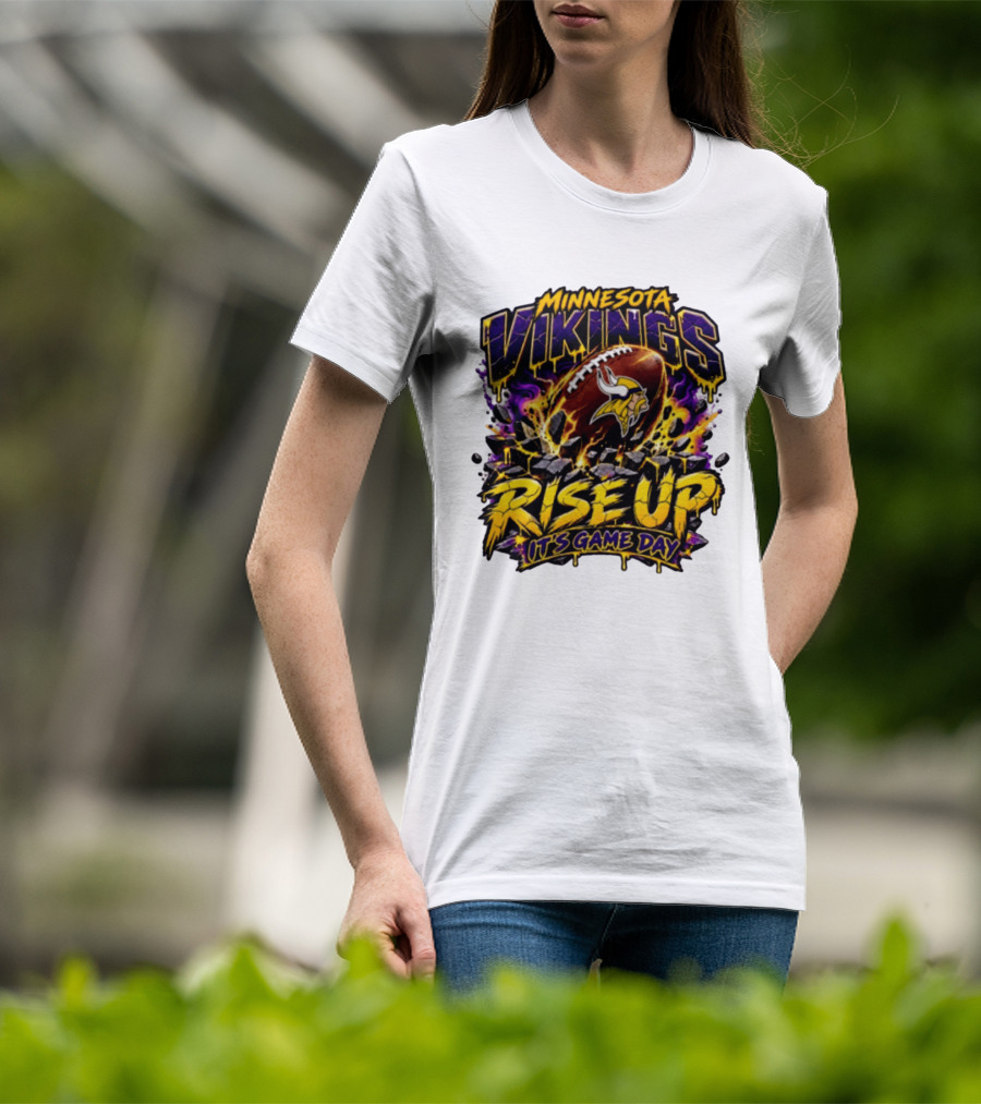 Minnesota Vikings Rise Up It's Game Day Football Vivid Color Explosion T-Shirt
