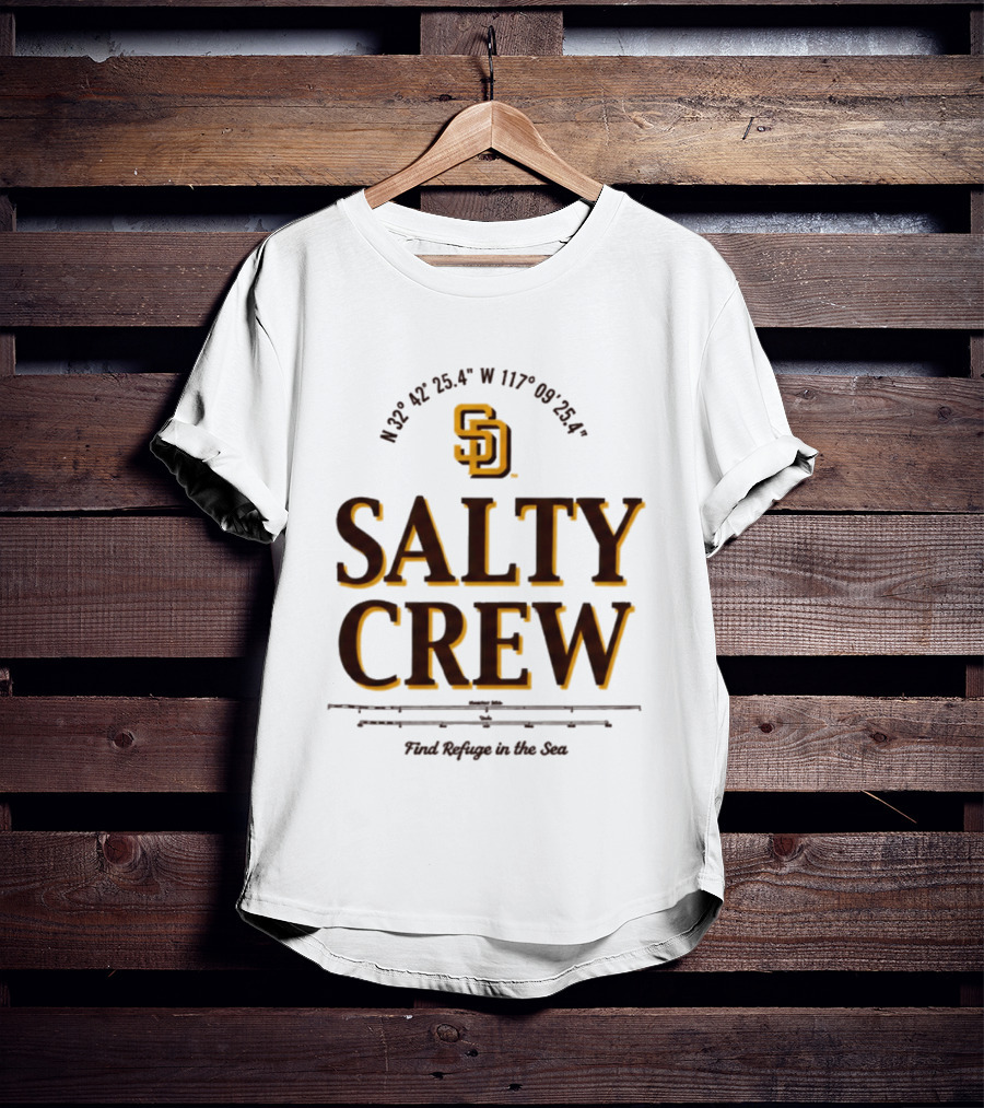 Padres Salty Crew Coordinates SD Find Refuge In The Sea T-Shirt